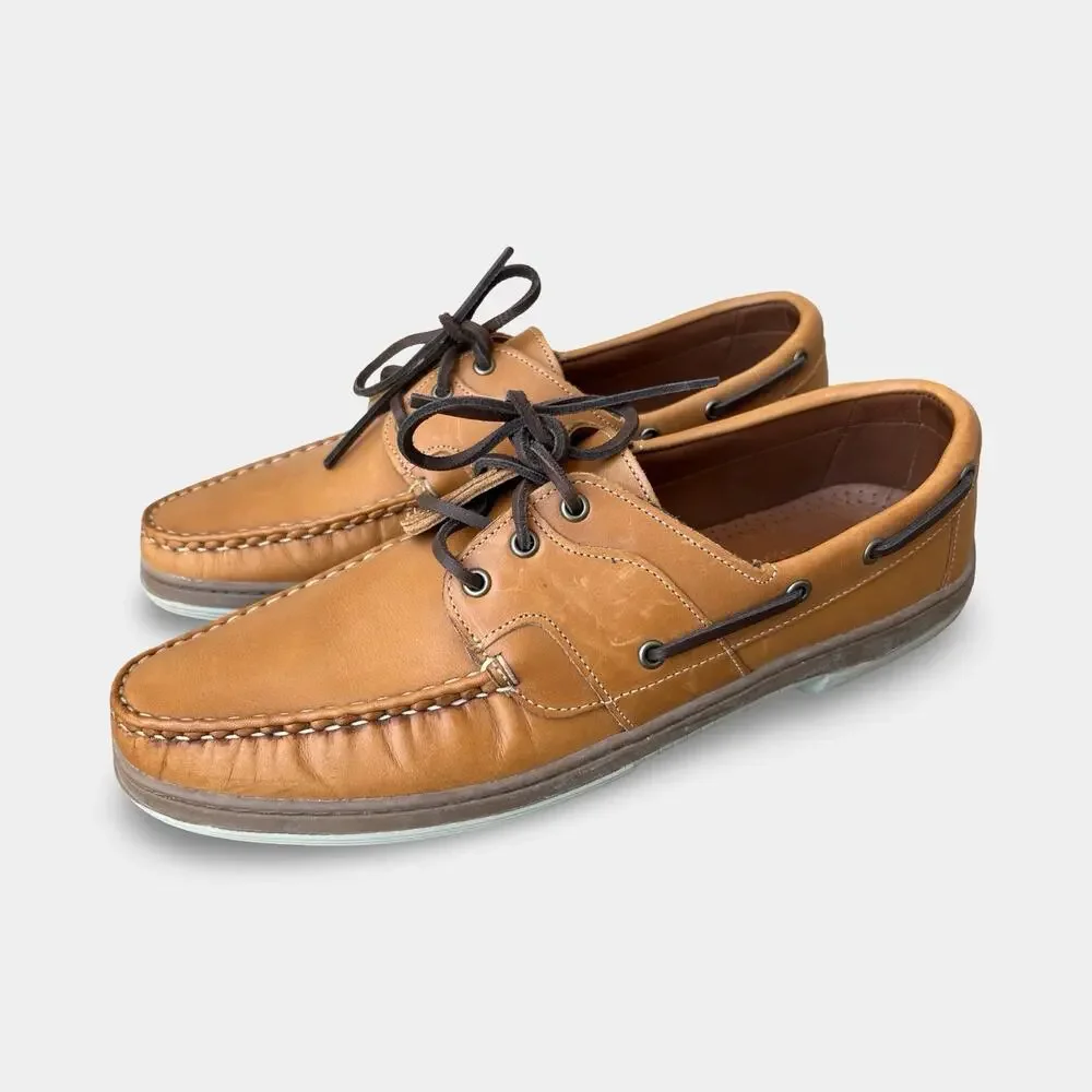 Allen Edmonds Eastport Boat Shoes Men’s 13B Leather Deck Brown Preppy Coastal